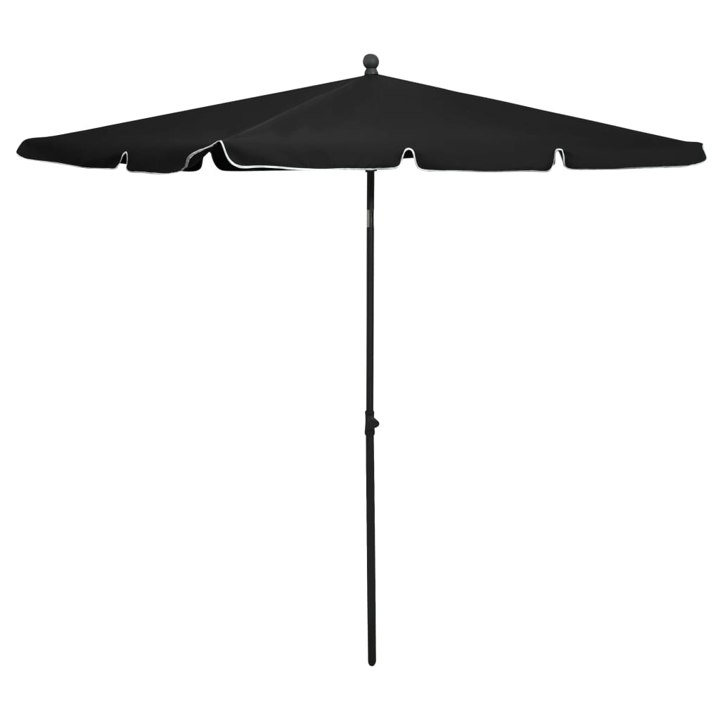 Parasol met paal 210x140 cm zwart