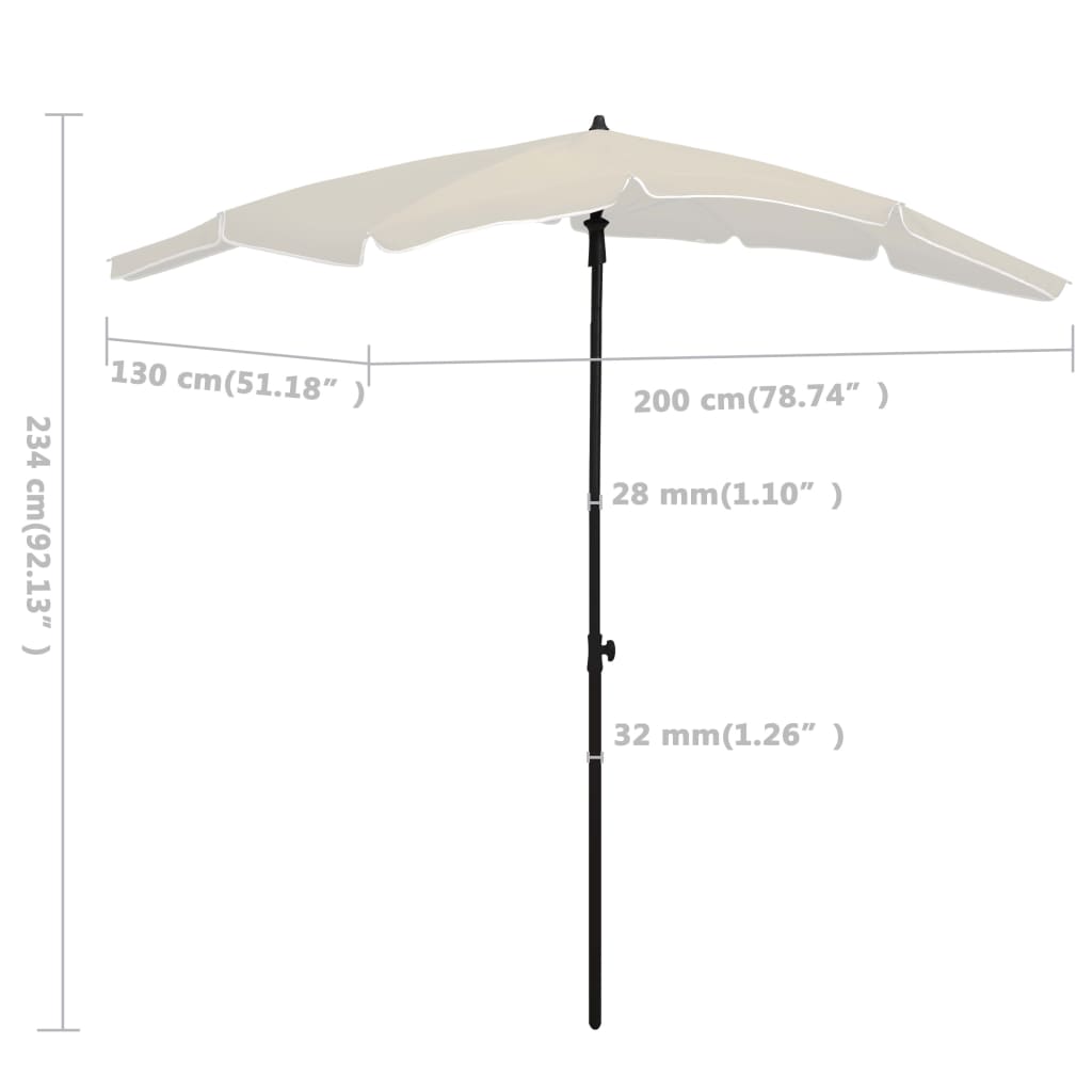 Parasol met paal 200x130 cm zandkleurig