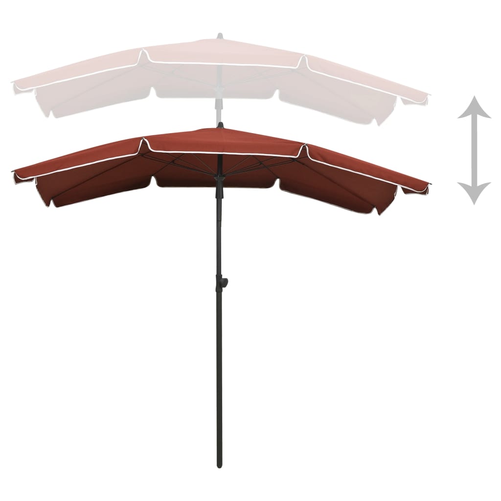 Parasol met paal 200x130 cm terracottakleurig