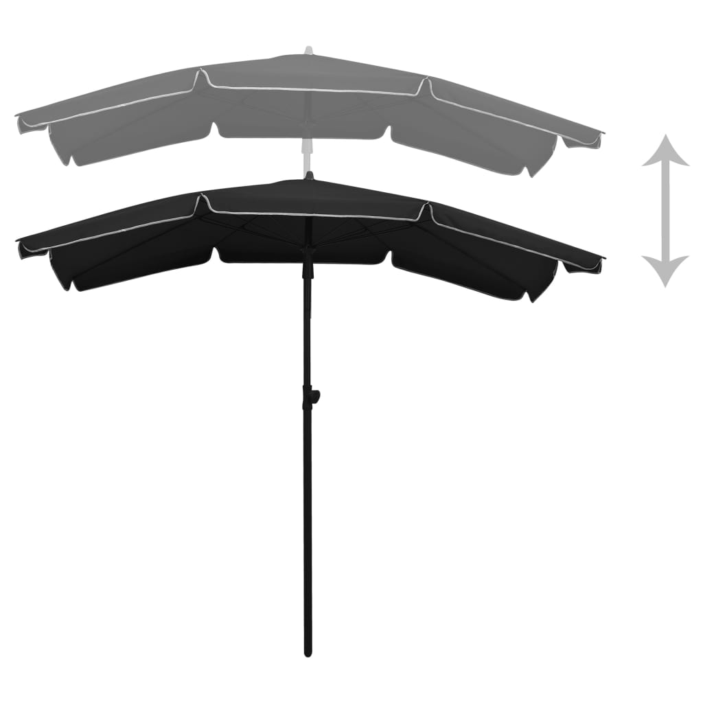 Parasol met paal 200x130 cm zwart