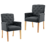 Eetkamerstoelen 2 st met armleuningen stof grijs - AllerleiShop