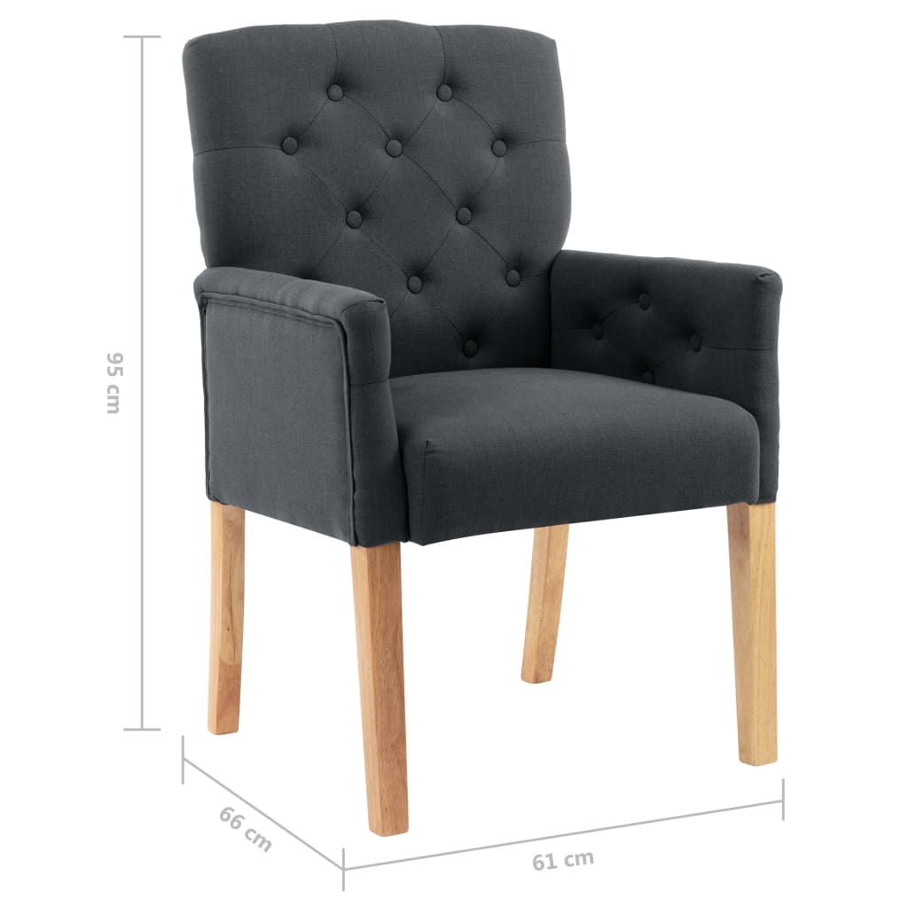 Eetkamerstoelen 2 st met armleuningen stof grijs - AllerleiShop