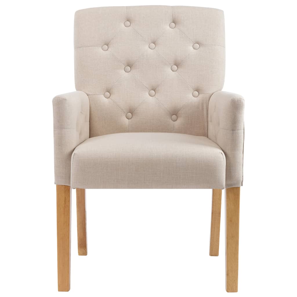 Eetkamerstoelen 2 st met armleuningen stof beige - AllerleiShop