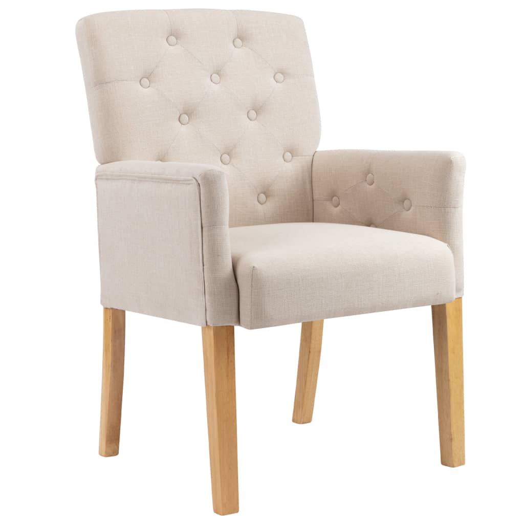 Eetkamerstoelen 2 st met armleuningen stof beige - AllerleiShop