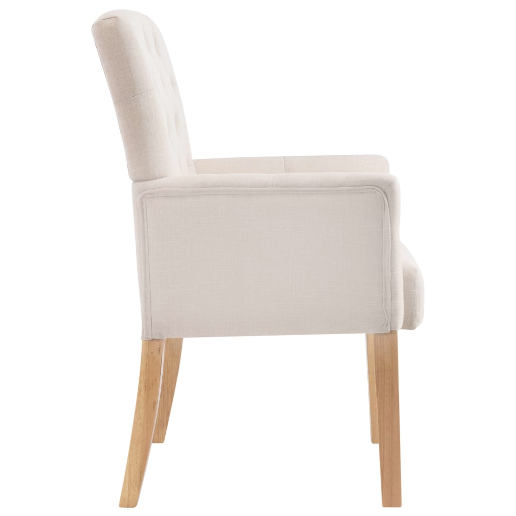 Eetkamerstoelen 2 st met armleuningen stof beige - AllerleiShop