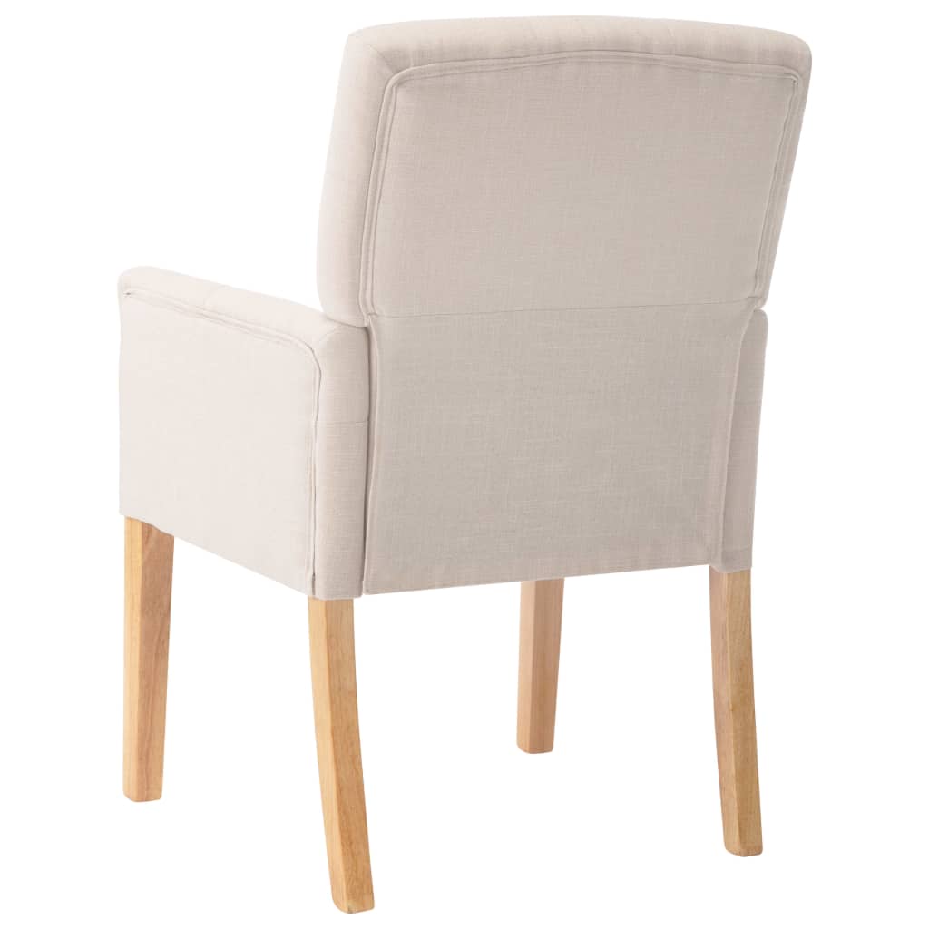 Eetkamerstoelen 2 st met armleuningen stof beige - AllerleiShop