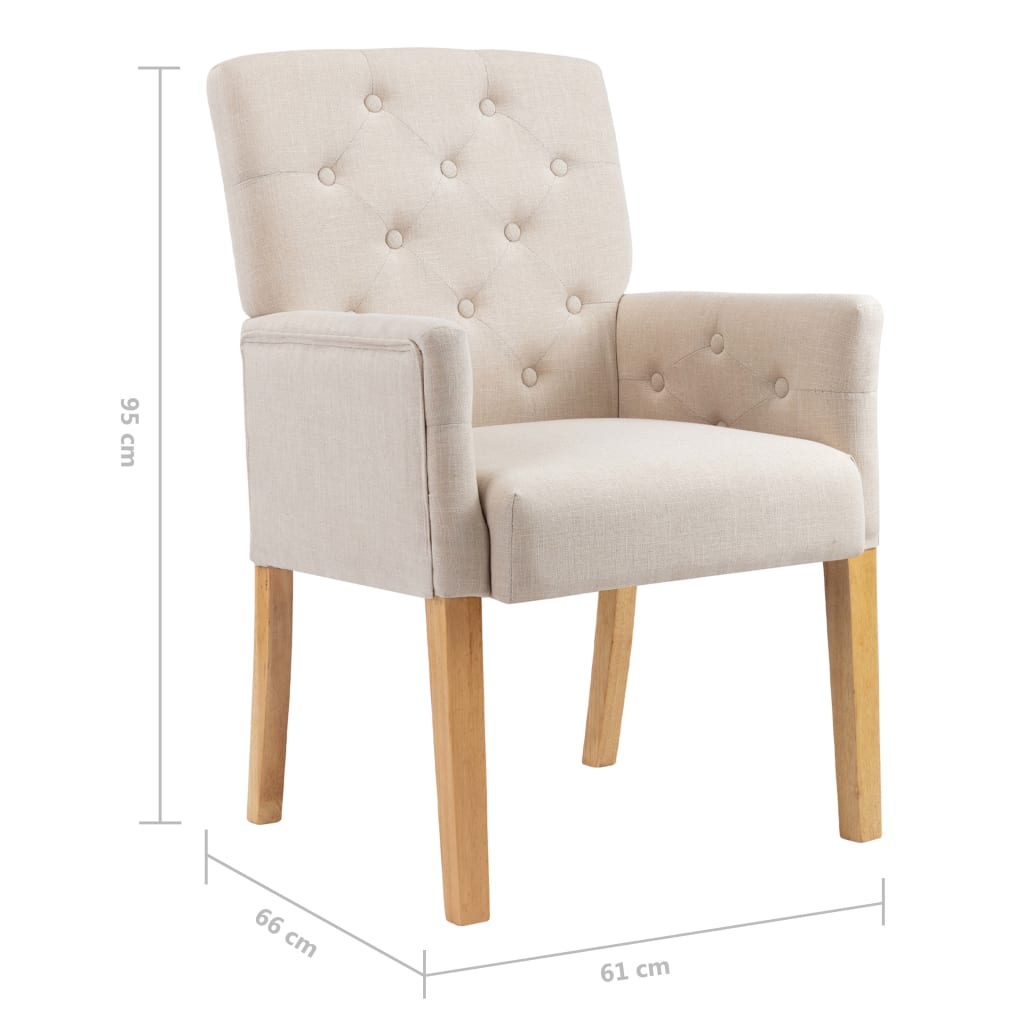 Eetkamerstoelen 2 st met armleuningen stof beige - AllerleiShop