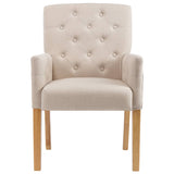 Eetkamerstoelen 4 st met armleuningen stof beige - AllerleiShop