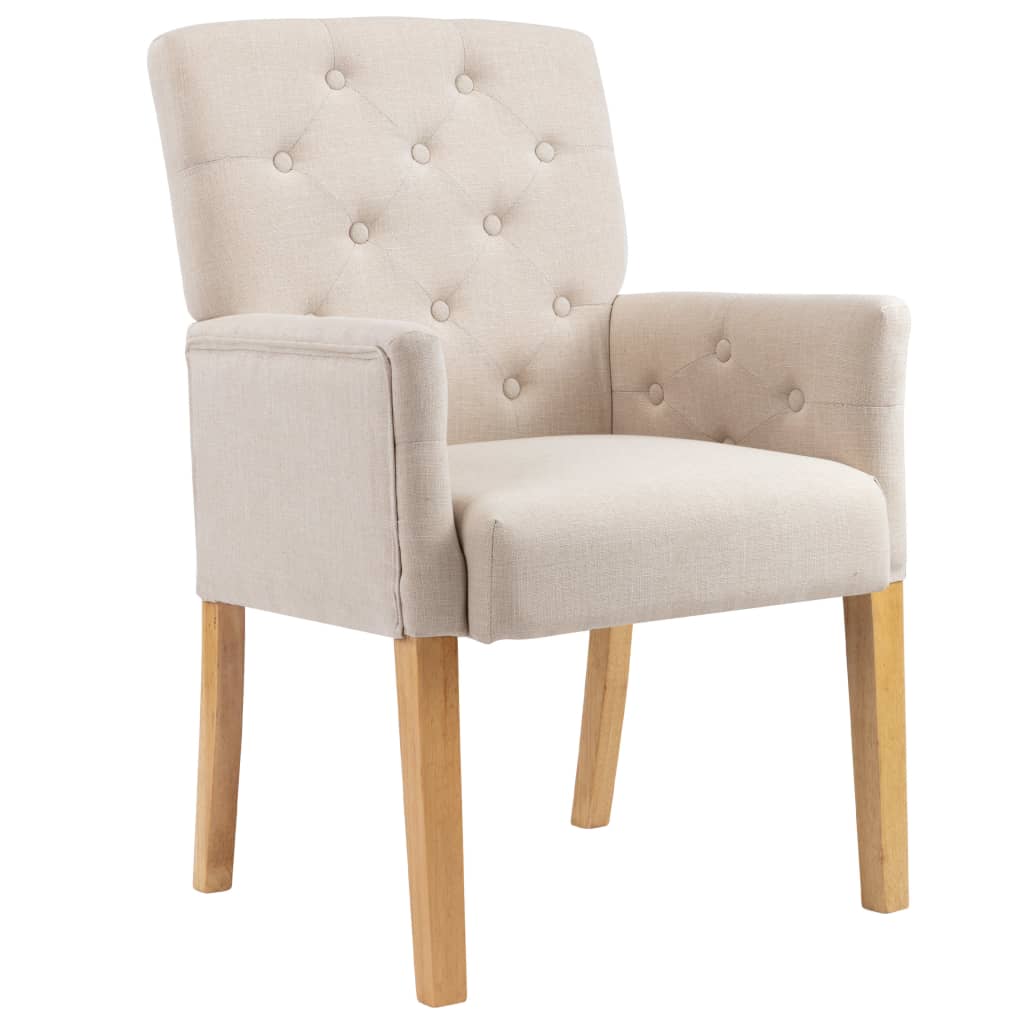 Eetkamerstoelen 4 st met armleuningen stof beige - AllerleiShop