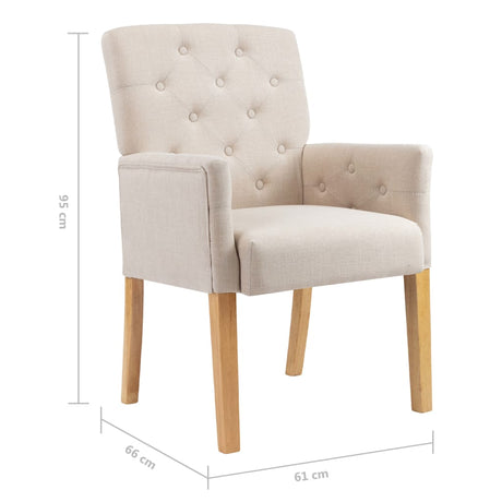 Eetkamerstoelen 4 st met armleuningen stof beige - AllerleiShop