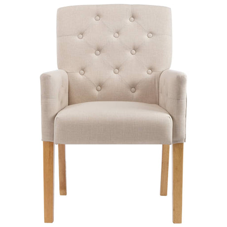 Eetkamerstoelen met armleuningen 6 st stof beige - AllerleiShop