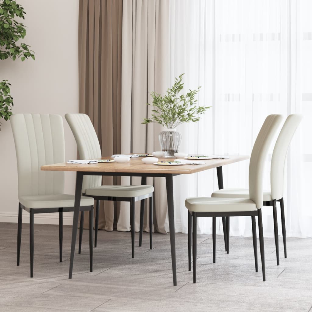 Eetkamerstoelen 4 st fluweel crèmekleurig - AllerleiShop