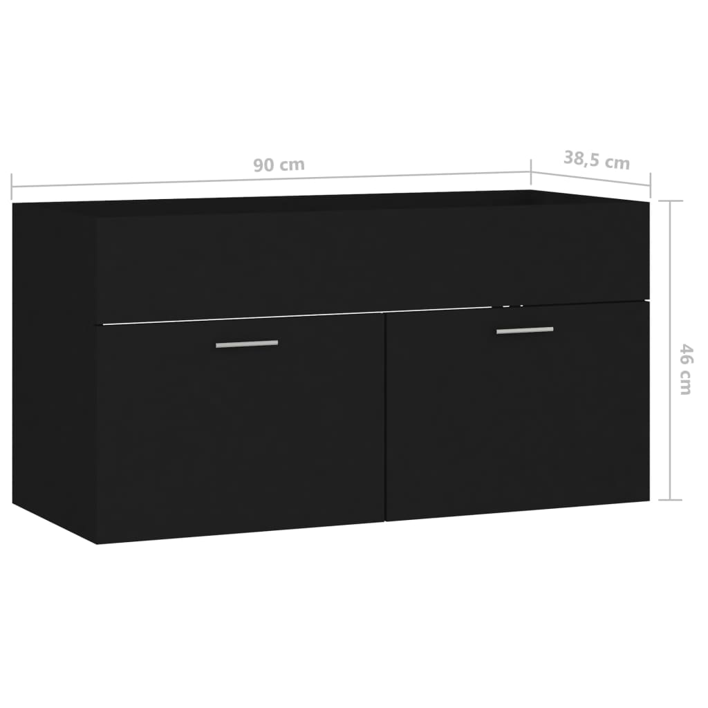 Wastafelkast 90x38,5x46 cm bewerkt hout zwart - AllerleiShop