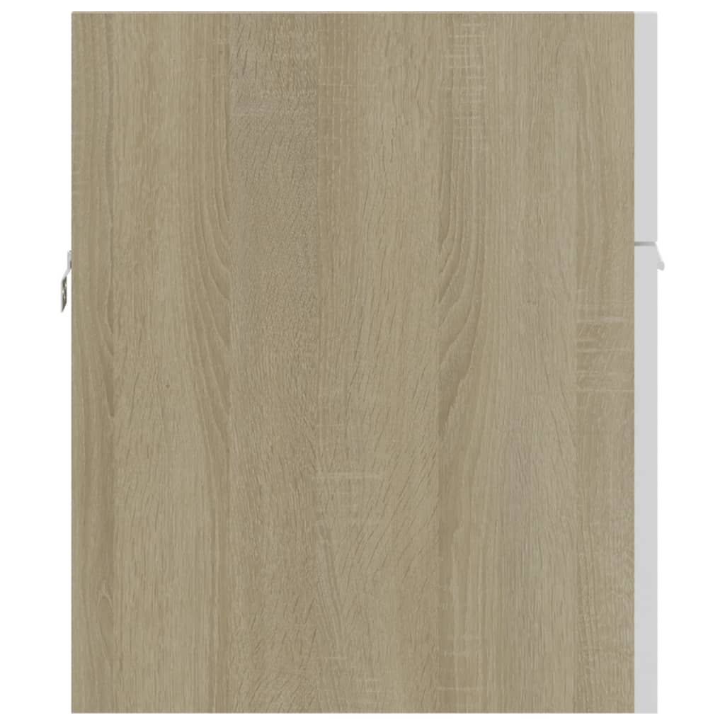 Wastafelkast 90x38,5x46 cm bewerkt hout wit en sonoma eiken - AllerleiShop