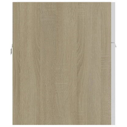 Wastafelkast 90x38,5x46 cm bewerkt hout wit en sonoma eiken - AllerleiShop