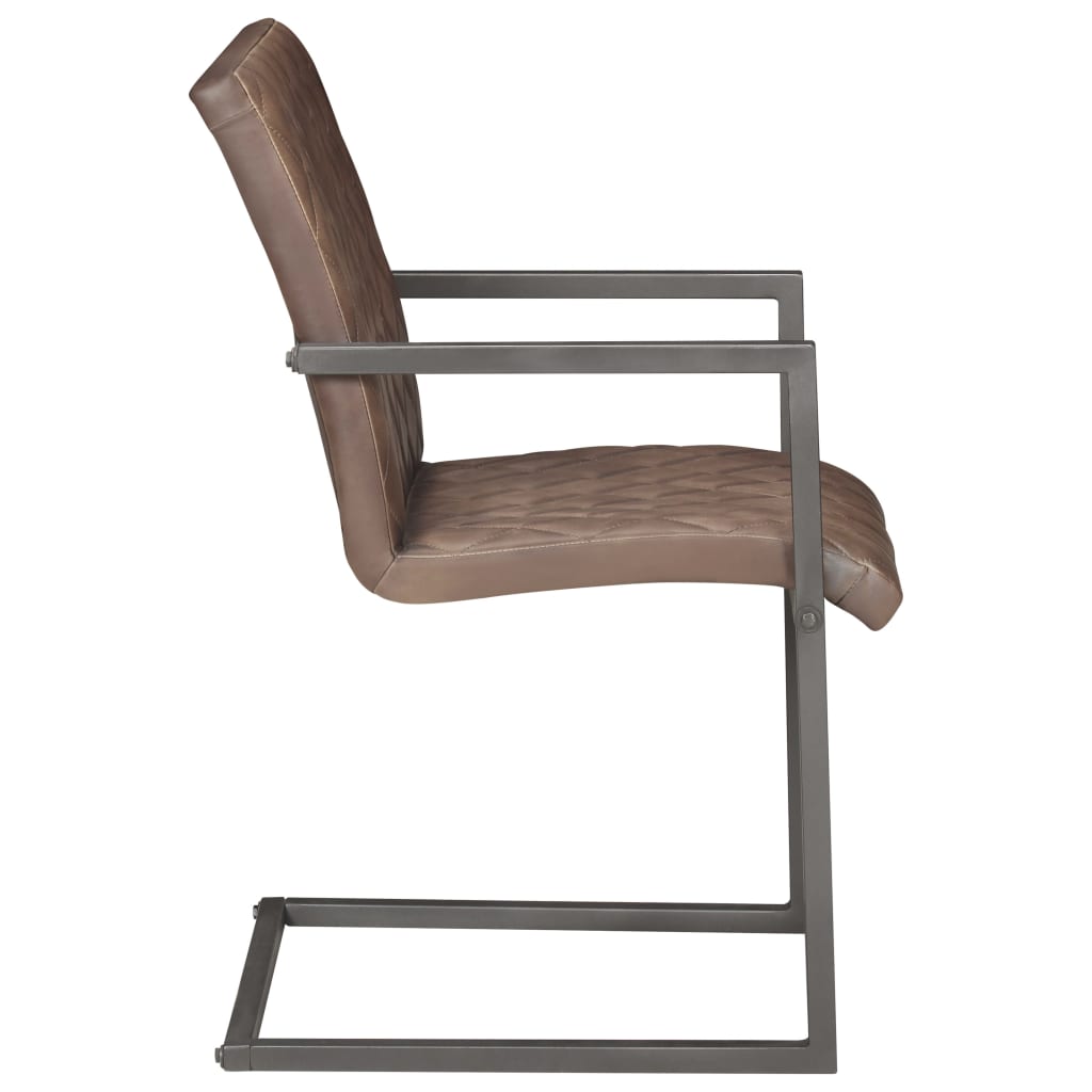 Eetkamerstoelen 4 st echt leer bruin - AllerleiShop