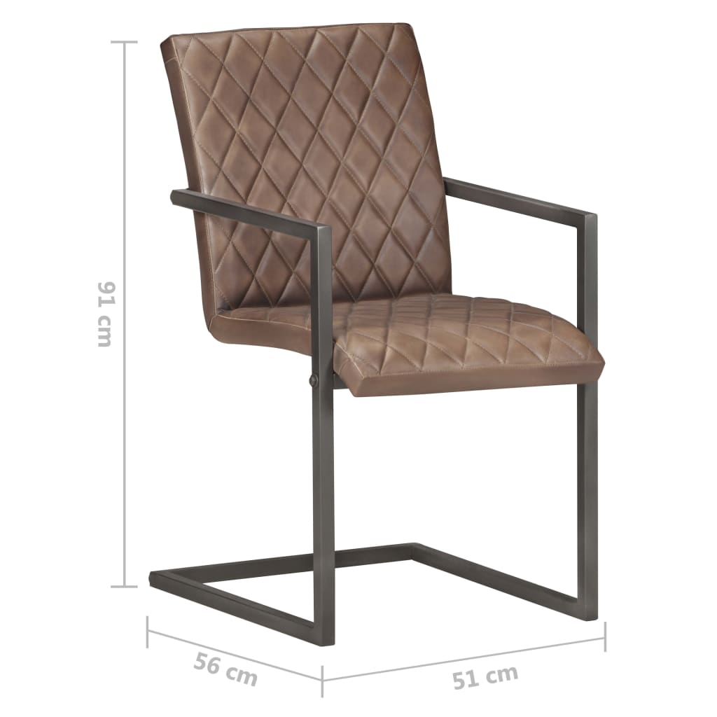 Eetkamerstoelen 6 st echt leer bruin - AllerleiShop