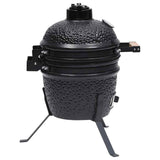 Kamado barbecue 2-in-1 56 cm keramiek zwart