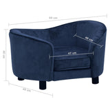 Hondenbank 69x49x40 cm pluche blauw