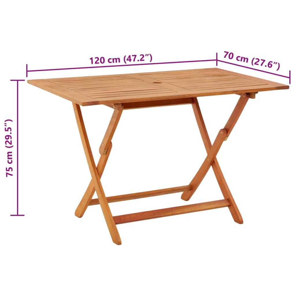 Tuintafel inklapbaar 120x70x75 cm massief eucalyptushout - AllerleiShop