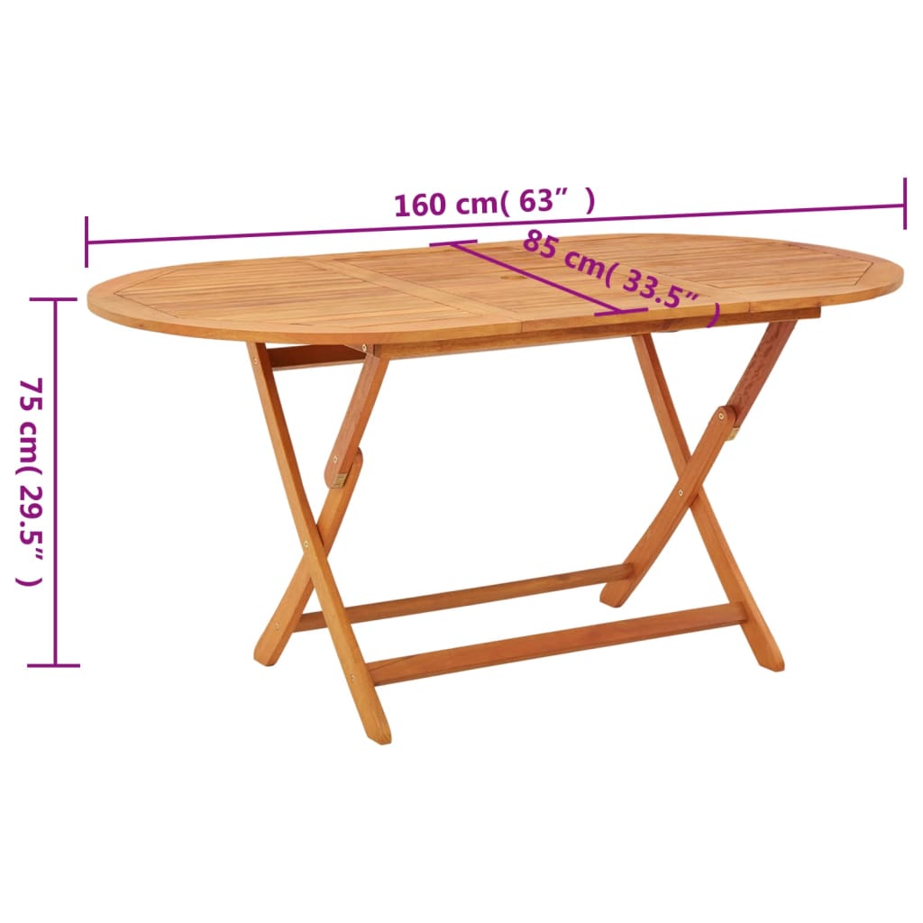 Tuintafel inklapbaar 160x85x75 cm massief eucalyptushout - AllerleiShop