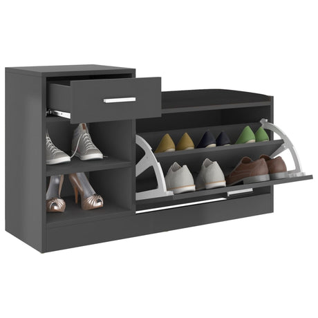 Schoenenbank 94,5x31x57 cm bewerkt hout grijs - AllerleiShop