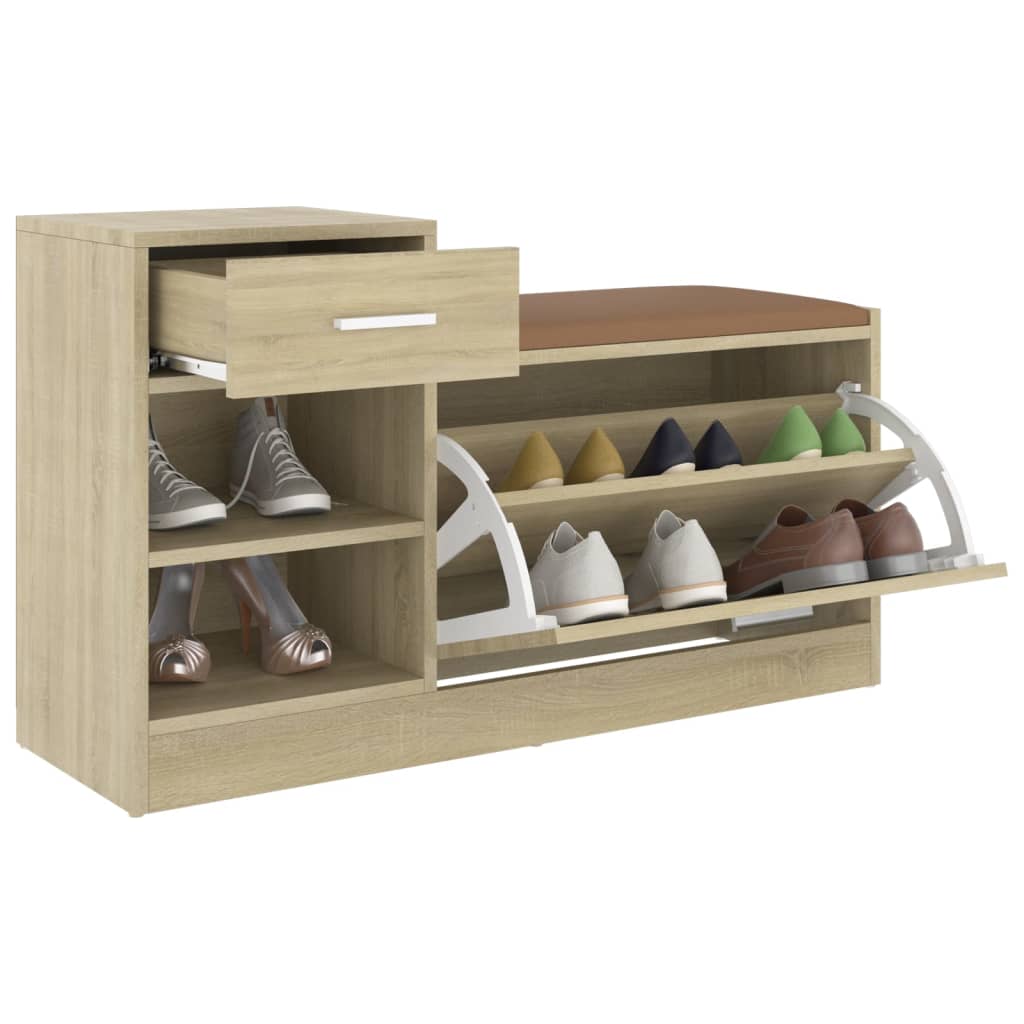 Schoenenbank 94,5x31x57 cm bewerkt hout sonoma eikenkleurig - AllerleiShop