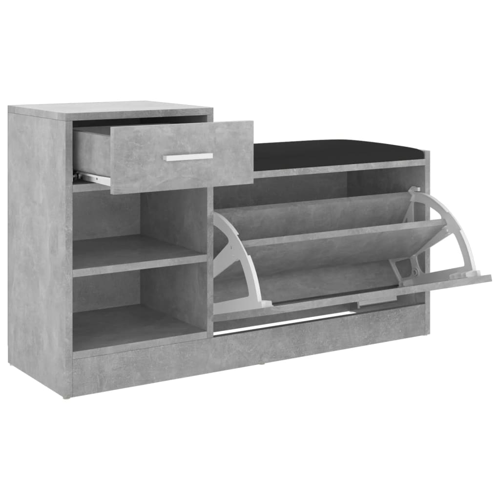 Schoenenbank 94,5x31x57 cm bewerkt hout betongrijs - AllerleiShop