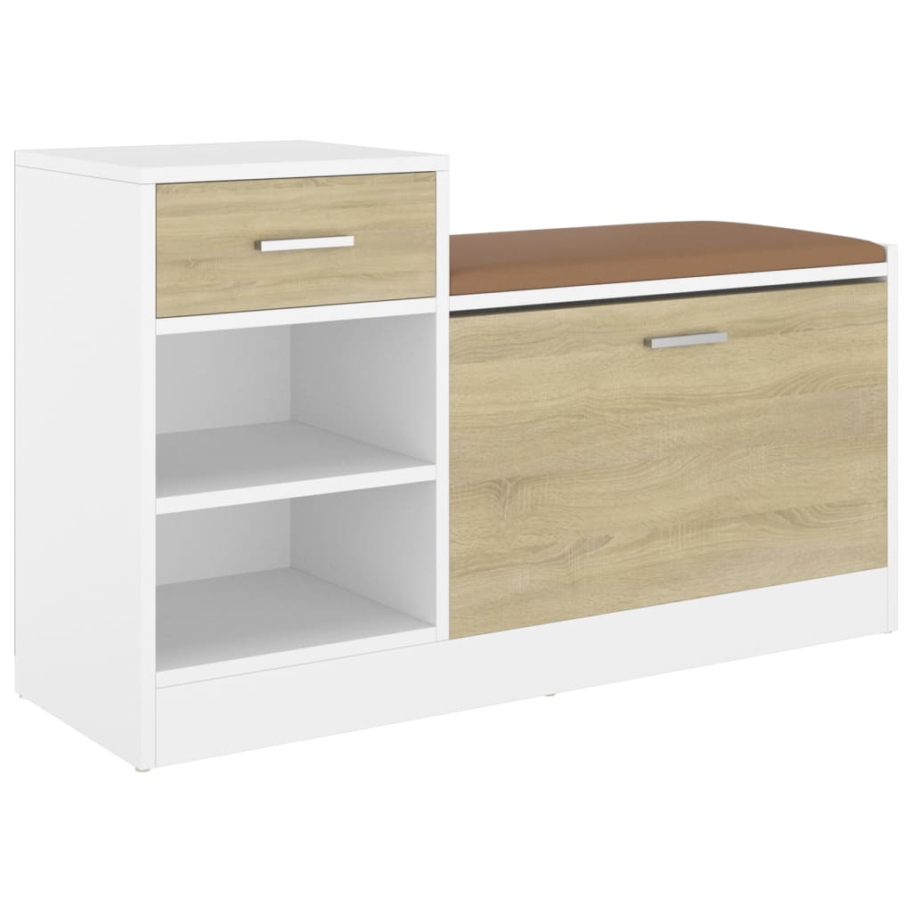 Schoenenbank 94,5x31x57 cm bewerkt hout wit sonoma eikenkleurig - AllerleiShop