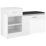 Schoenenbank 94,5x31x57 cm bewerkt hout hoogglans wit - AllerleiShop