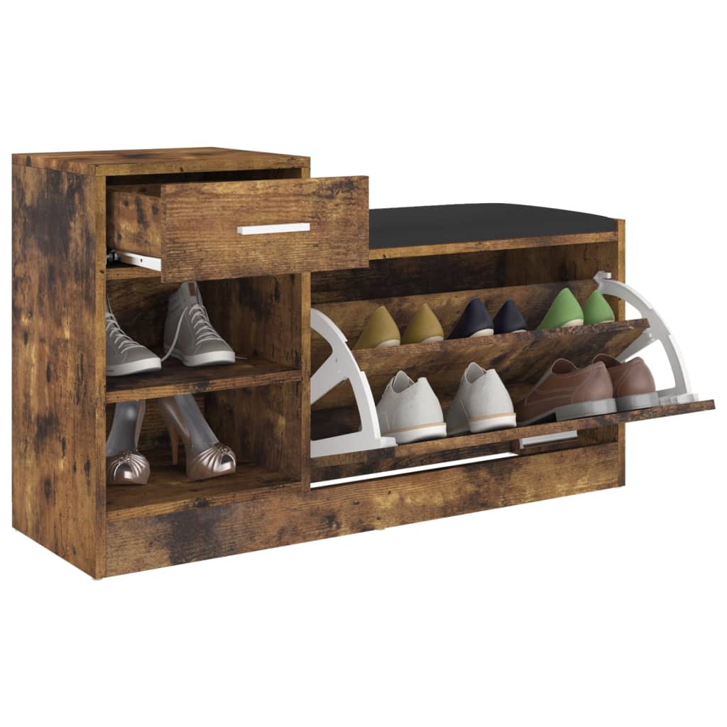 Schoenenbank 94,5x31x57 cm bewerkt hout gerookt eikenkleurig - AllerleiShop