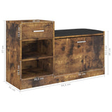 Schoenenbank 94,5x31x57 cm bewerkt hout gerookt eikenkleurig - AllerleiShop