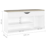 Schoenenbank met kussen 104x30x49 cm bewerkt hout wit - AllerleiShop