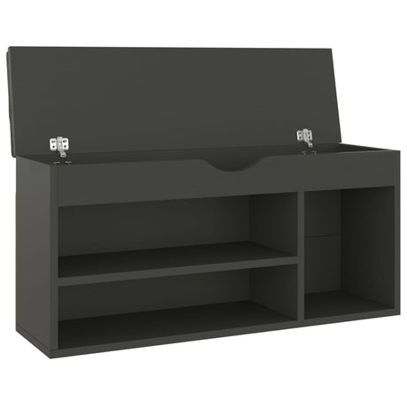 Schoenenbank met kussen 104x30x49 cm bewerkt hout grijs - AllerleiShop