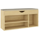 Schoenenbank met kussen 104x30x49 cm bewerkt hout sonoma eiken - AllerleiShop