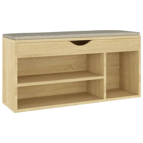 Schoenenbank met kussen 104x30x49 cm bewerkt hout sonoma eiken - AllerleiShop