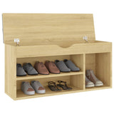 Schoenenbank met kussen 104x30x49 cm bewerkt hout sonoma eiken - AllerleiShop