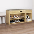 Schoenenbank met kussen 104x30x49 cm bewerkt hout sonoma eiken - AllerleiShop