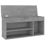 Schoenenbank met kussen 104x30x49 cm bewerkt hout betongrijs - AllerleiShop