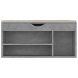 Schoenenbank met kussen 104x30x49 cm bewerkt hout betongrijs - AllerleiShop