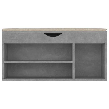 Schoenenbank met kussen 104x30x49 cm bewerkt hout betongrijs - AllerleiShop