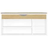 Schoenenbank en kussen 104x30x49 cm hout wit sonoma eiken - AllerleiShop