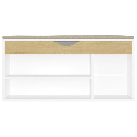 Schoenenbank en kussen 104x30x49 cm hout wit sonoma eiken - AllerleiShop