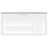 Schoenenbank met kussen 104x30x49 cm bewerkt hout hoogglans wit - AllerleiShop