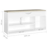 Schoenenbank met kussen 104x30x49 cm bewerkt hout hoogglans wit - AllerleiShop