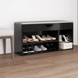 Schoenenbank met kussen 104x30x49 cm hout hoogglans zwart - AllerleiShop