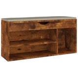 Schoenenbank met kussen 104x30x49 cm bewerkt hout gerookt eiken - AllerleiShop