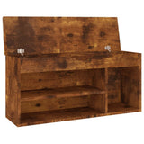 Schoenenbank met kussen 104x30x49 cm bewerkt hout gerookt eiken - AllerleiShop