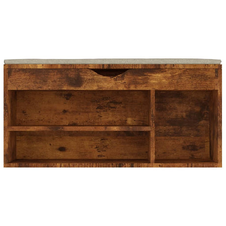 Schoenenbank met kussen 104x30x49 cm bewerkt hout gerookt eiken - AllerleiShop