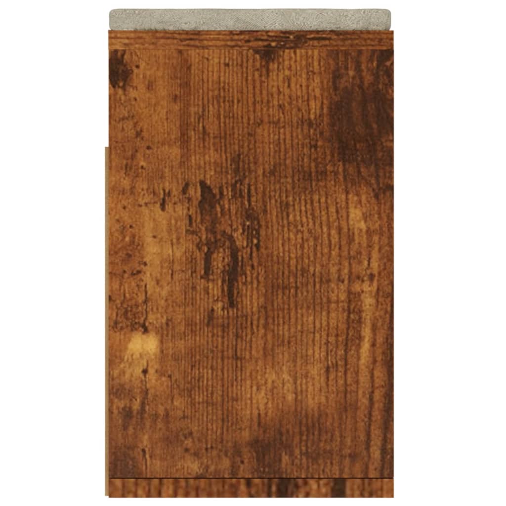 Schoenenbank met kussen 104x30x49 cm bewerkt hout gerookt eiken - AllerleiShop